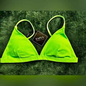 Zaful Forever Young Neon Green Bikini Top Size L (Juniors)